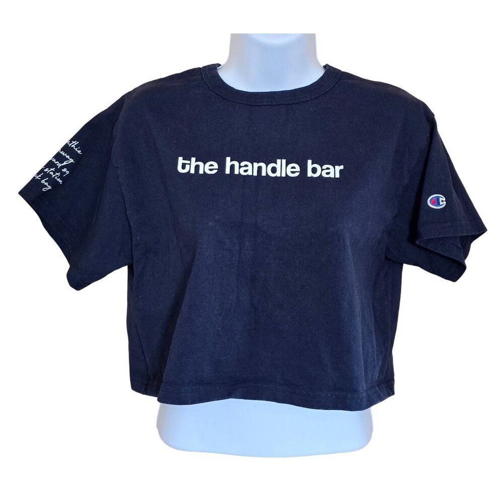 Cropped Tee Shirt Navy "The Handle Bar" Stylish Workout Lounge Essential gym rat